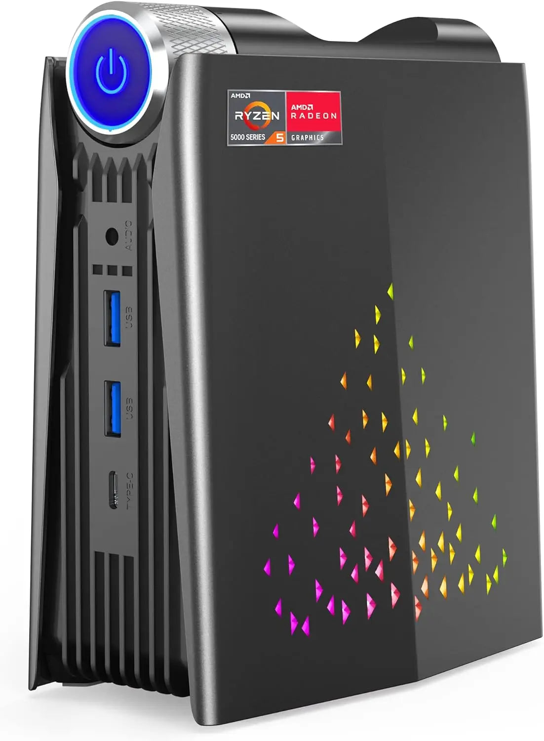 AMR5 Mini PC AMD Ryzen 7 5700U DDR4 16G SSD512GB Windows 11Pro RGB Colorful Breathing Light