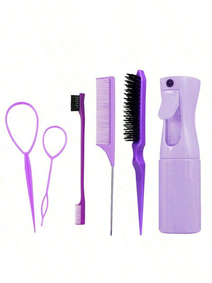 12Pcs 6Pcs/Set Hair Styling Comb Set, Detangling Hair Brush for All Hair Types, Detangler Brush Teasing Hair Brush Rat Tail Comb Edge Brush, Silicone Scalp Massager Shampoo Brush for Shower, Hairdressing Spray Bottle, Hair Styling Tools, Travel Essentials