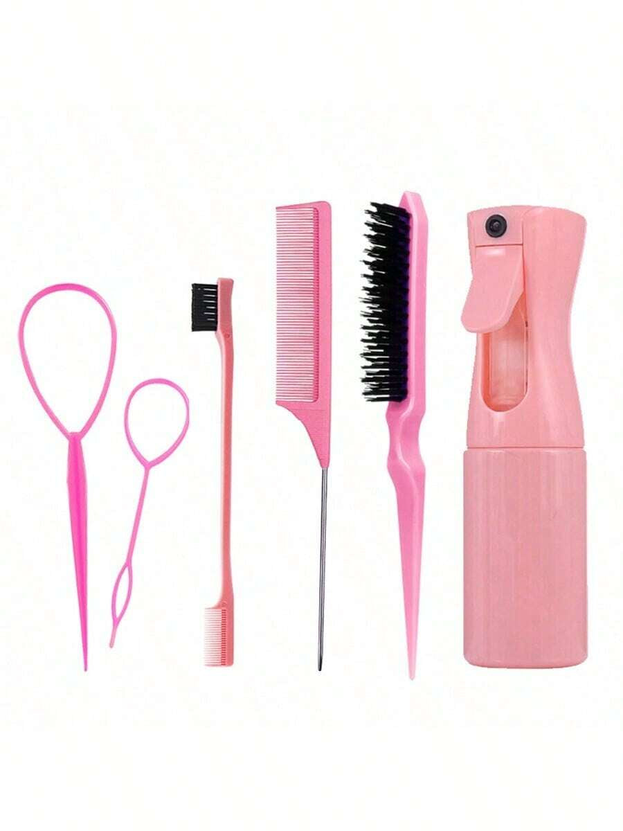 12Pcs 6Pcs/Set Hair Styling Comb Set, Detangling Hair Brush for All Hair Types, Detangler Brush Teasing Hair Brush Rat Tail Comb Edge Brush, Silicone Scalp Massager Shampoo Brush for Shower, Hairdressing Spray Bottle, Hair Styling Tools, Travel Essentials